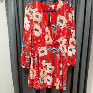 Floral long sleeve skater dress